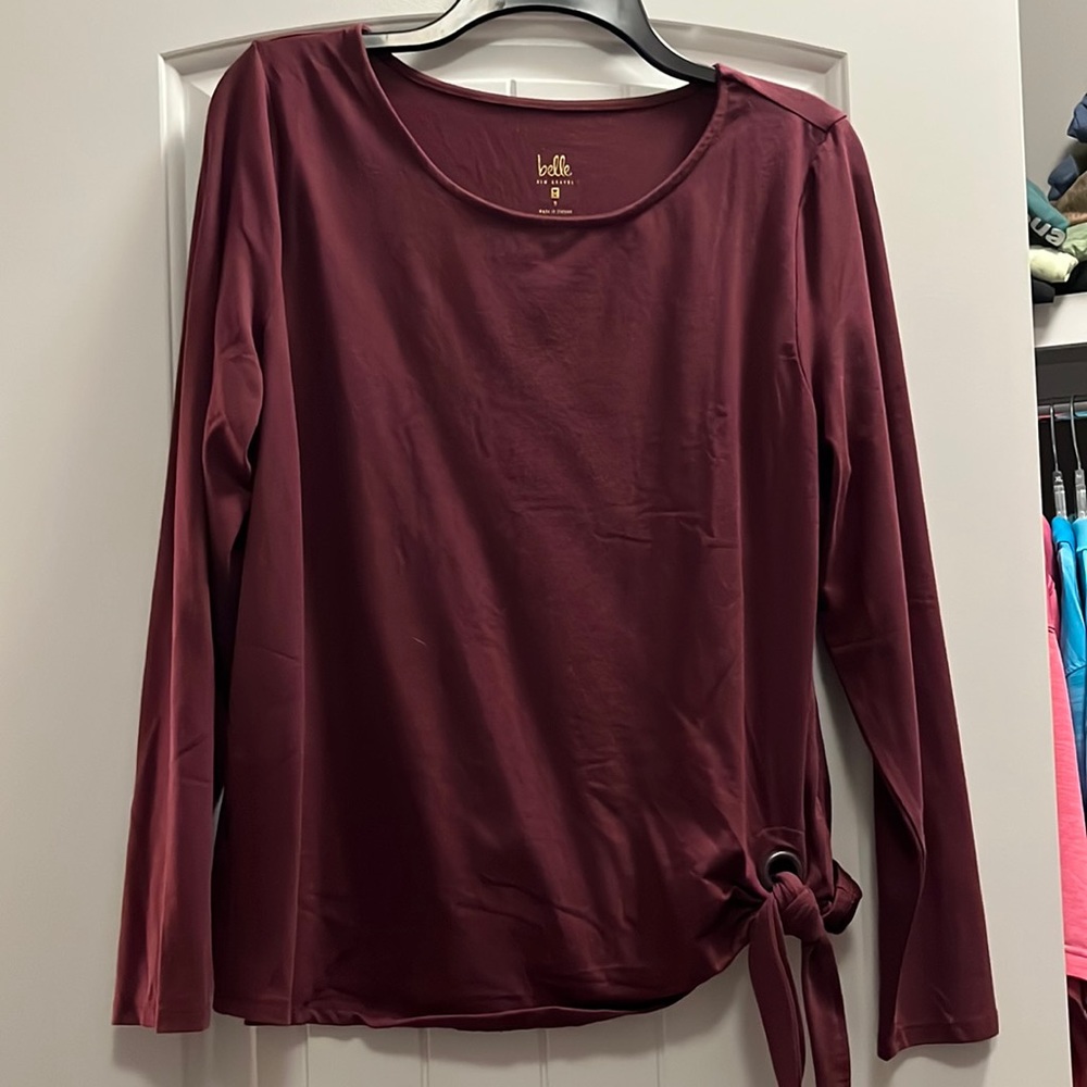 Belle by Kim Gravel long sleeve top with tie on left side